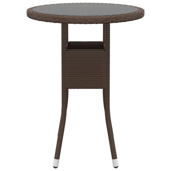 vidaXL Σετ Επίπλων Bistro Κήπου 3 τεμ. Καφέ Συνθ. Ρατάν/Ψημένο Γυαλί