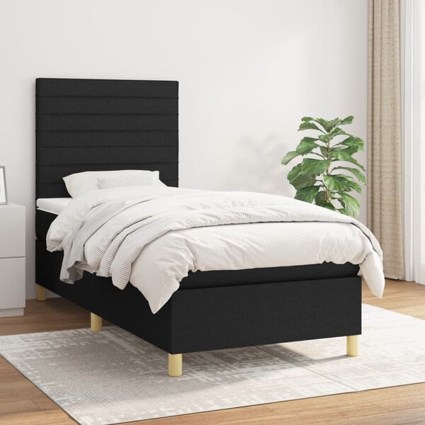 vidaXL &Kappa;&rho;&epsilon;&beta;ά&tau;&iota; Boxspring &mu;&epsilon; &Sigma;&tau;&rho;ώ&mu;&alpha; &Mu;&alpha;ύ&rho;&omicron; 80 x 200 &epsilon;&kappa;. &Upsilon;&phi;&alpha;&sigma;&mu;ά&tau;&iota;&nu;&omicron;