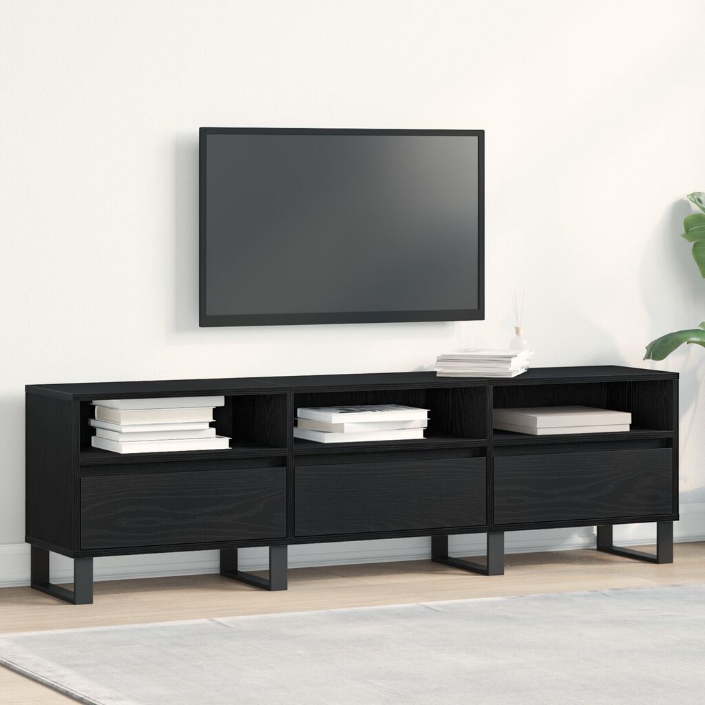 vidaXL Τηλεοπτική Βάση Μαύρη Ξυλεία 150x30x44,5 εκ. Επεξεργασμένο Ξύλο