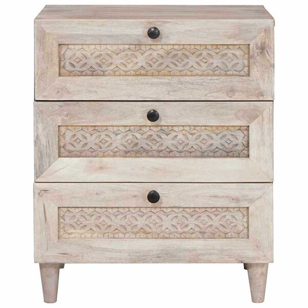 vidaXL Κομοδίνο με συρτάρι Μπεζ 50 x 33 x 60 εκ Μασίφ ξύλο μάνγκο