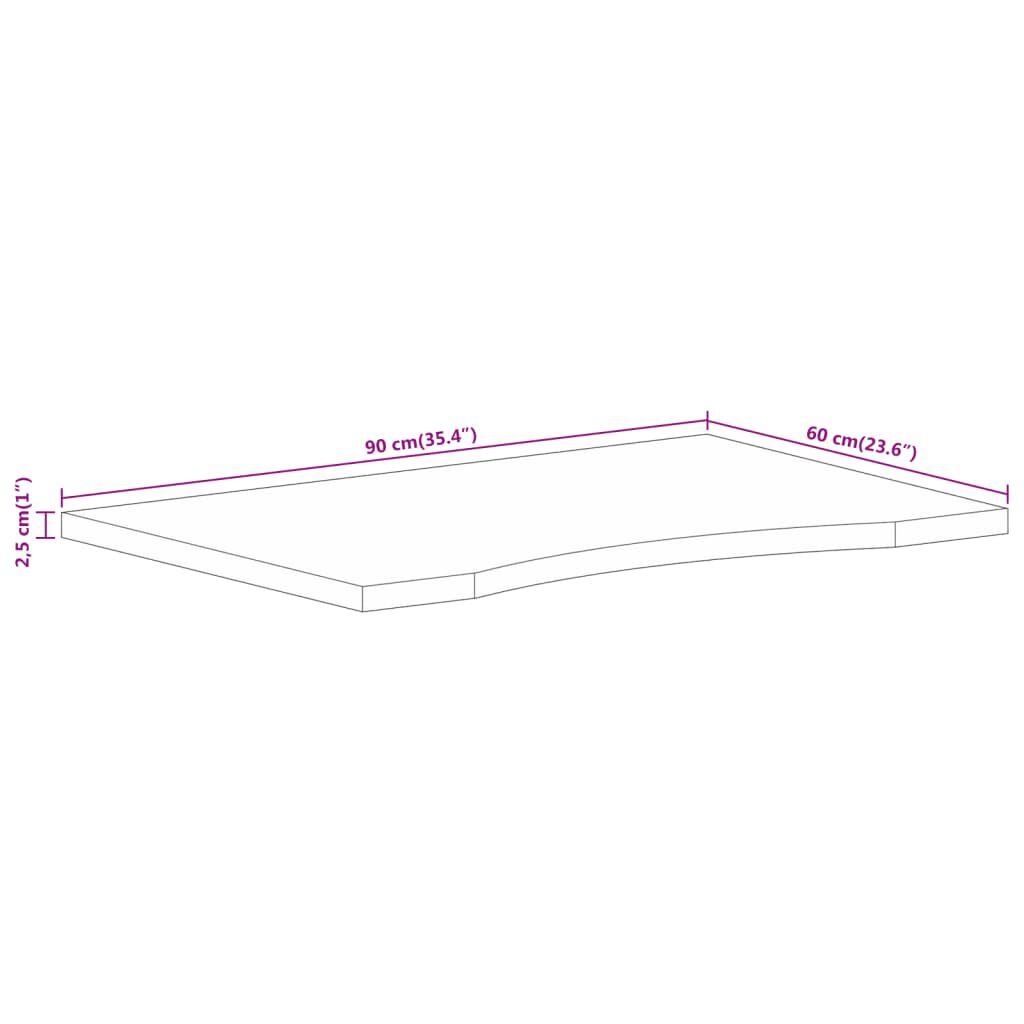 vidaXL Επιφάνεια Γραφείου Καμπύλη 90x60x2,5 εκ Μασίφ Ακατ. Μάνγκο