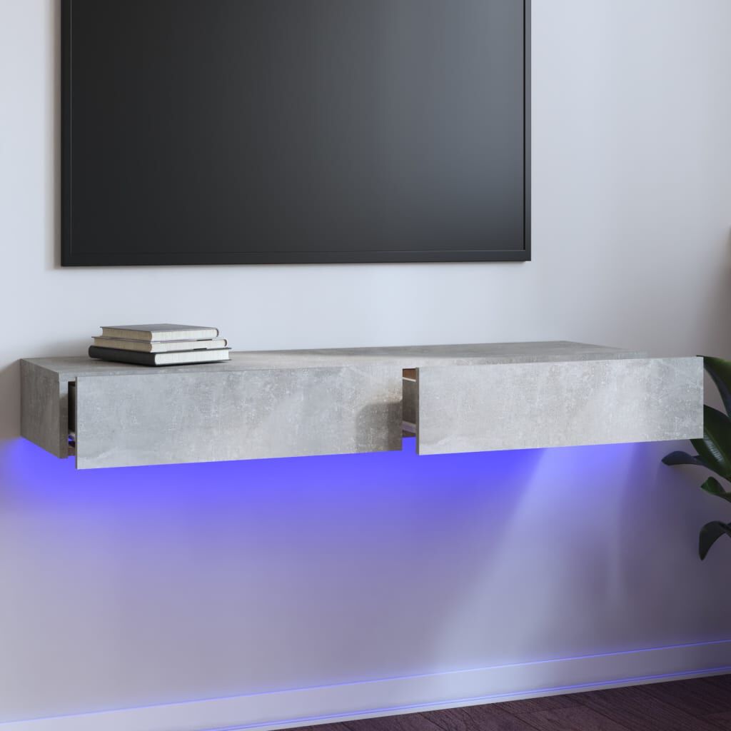 vidaXL Έπιπλο Τηλεόρασης με LED Γκρι Σκυροδέματος 120x35x15,5 εκ.