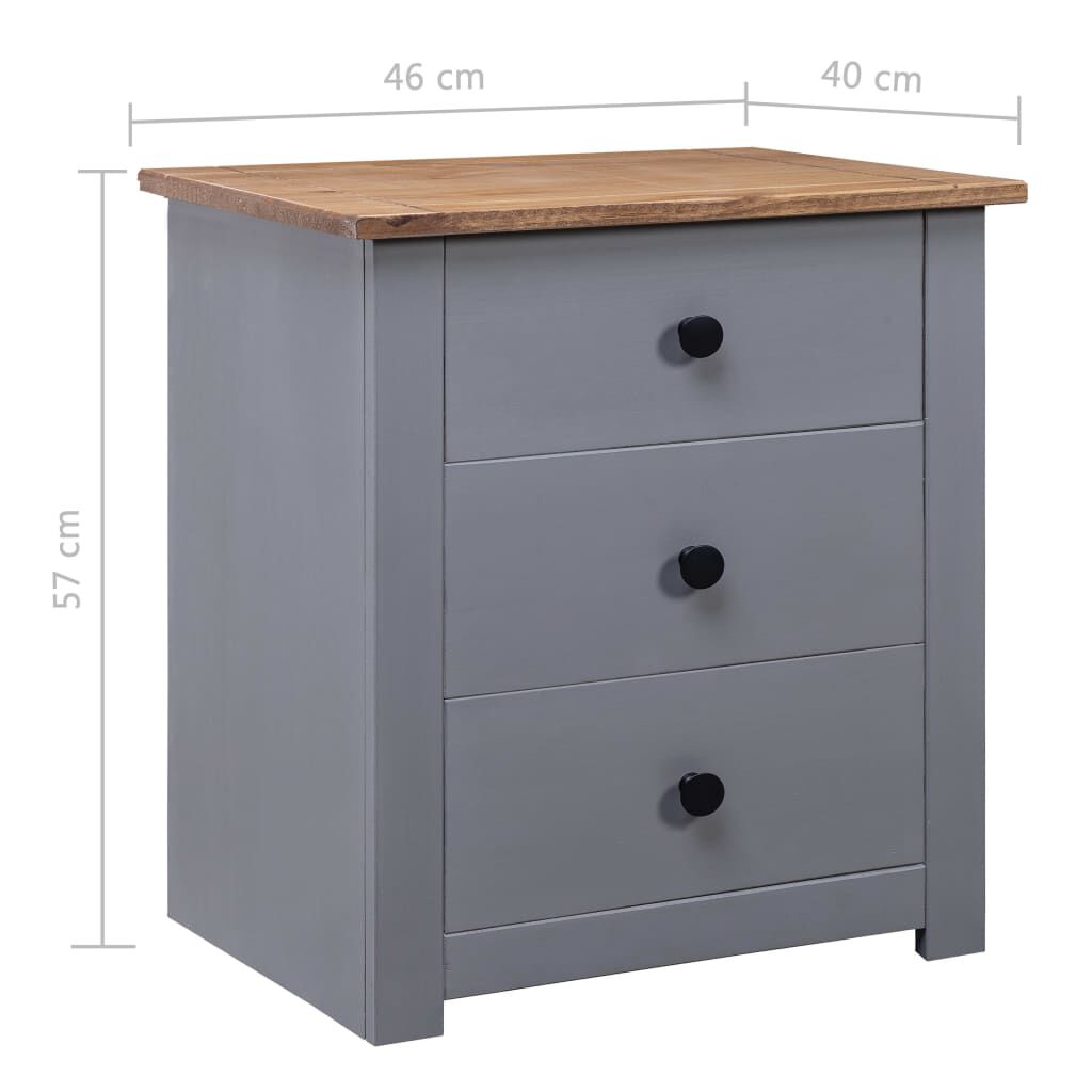 282652 vidaXL Κομοδίνο Γκρι 46x40x57 εκ. από Ξύλο Πεύκου Σειρά Panama