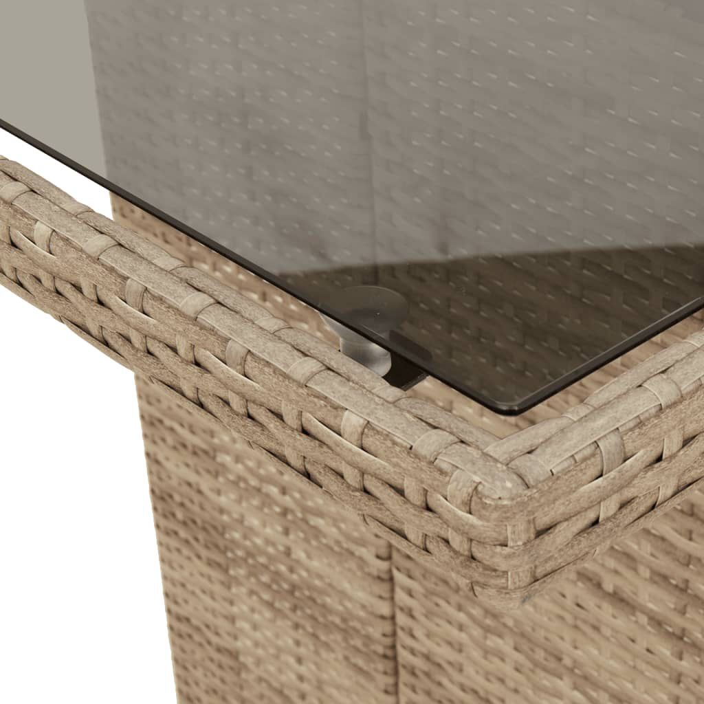 vidaXL Τραπέζι Κήπου Γυάλινη Επιφάνεια Μπεζ 190x80x75 εκ. Συνθ. Ρατάν