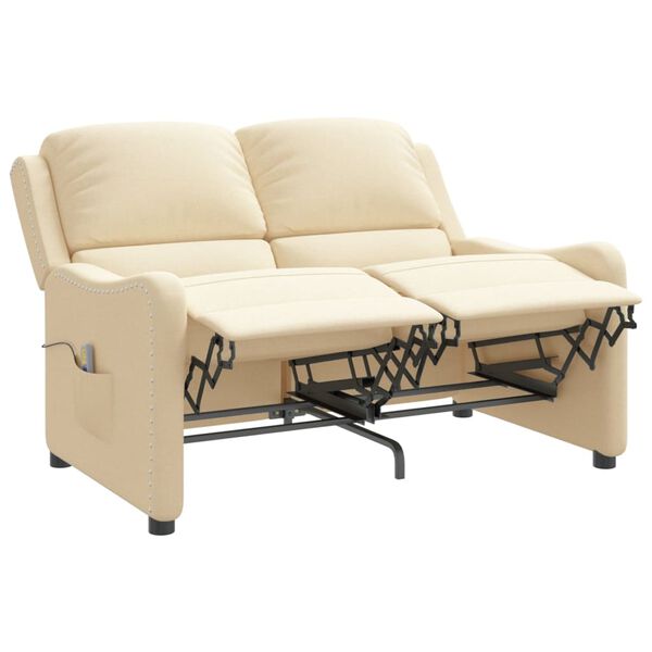 vidaXL Πολυθρόνα Μασάζ Ανακλινόμενη 2 Θέσεων Κρεμ Υφασμάτινη