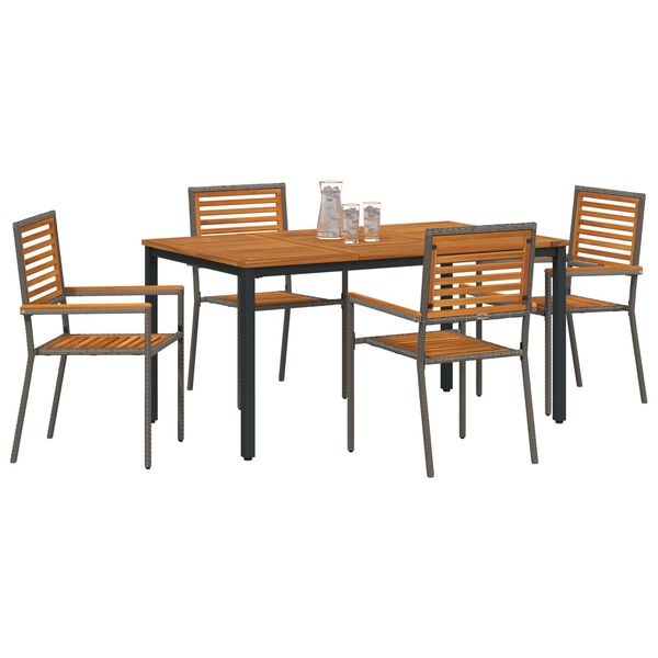 vidaXL Σέτ φαγητού για κήπο 5 pcs Γκρι 150 x 90 x 75 cm
