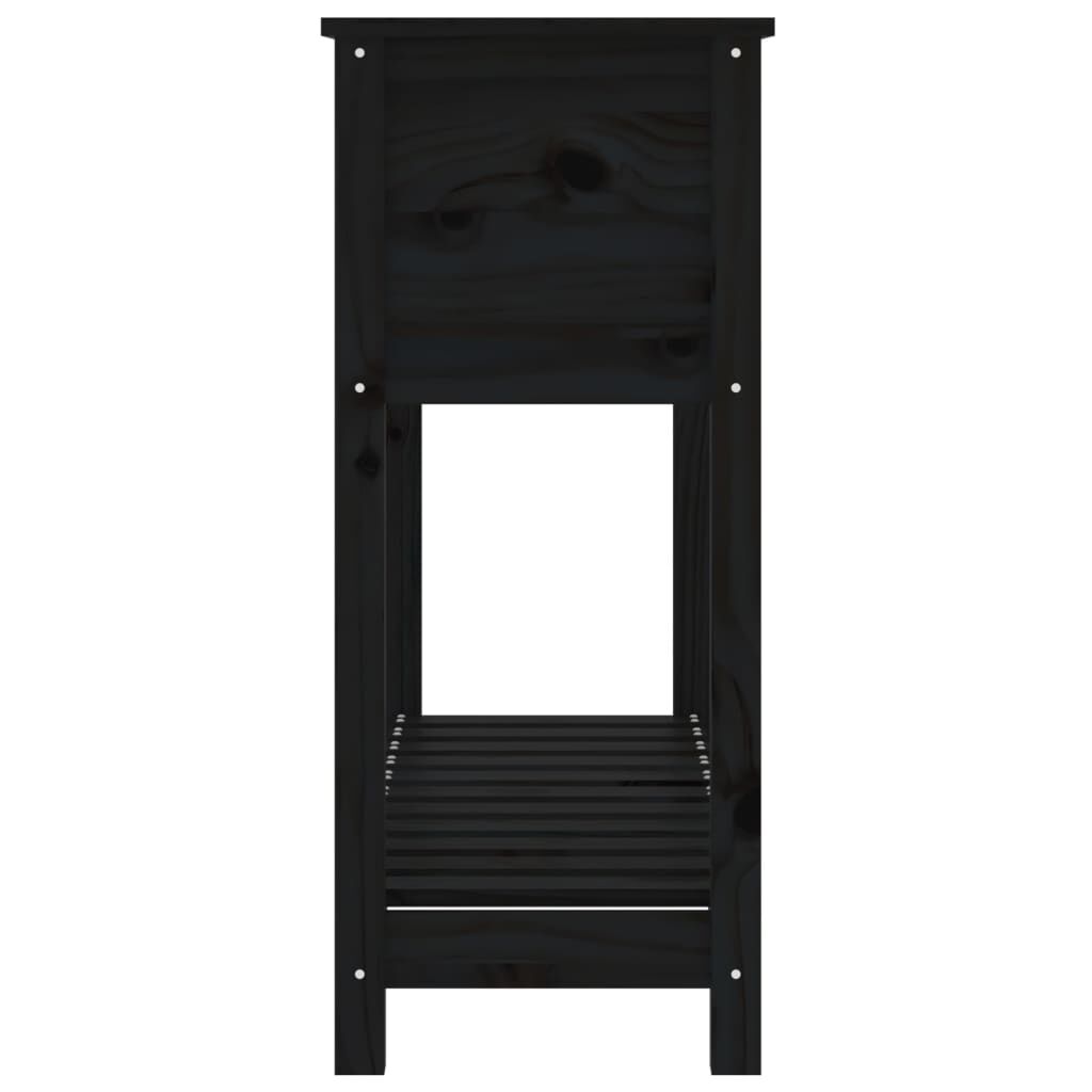 vidaXL Ζαρντινιέρα με Ράφι Μαύρη 111,5x34,5x81 εκ. Μασίφ Ξύλο Πεύκου
