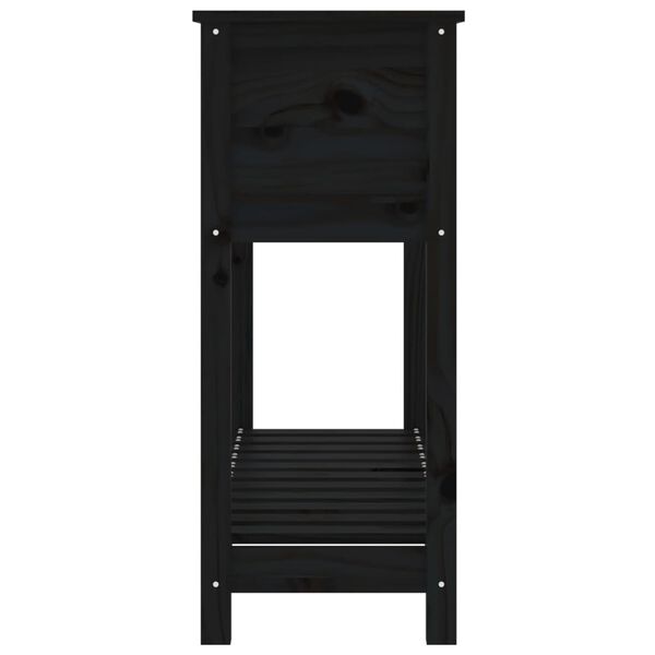 vidaXL Ζαρντινιέρα με Ράφι Μαύρη 111,5x34,5x81 εκ. Μασίφ Ξύλο Πεύκου
