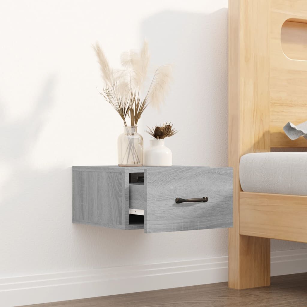 vidaXL Κομοδίνα Επιτοίχια Γκρι Sonoma 35 x 35 x 20 εκ.