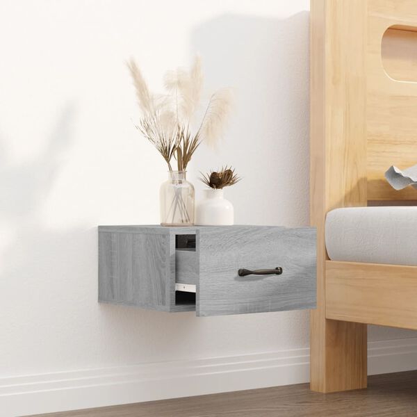 vidaXL Κομοδίνα Επιτοίχια Γκρι Sonoma 35 x 35 x 20 εκ.