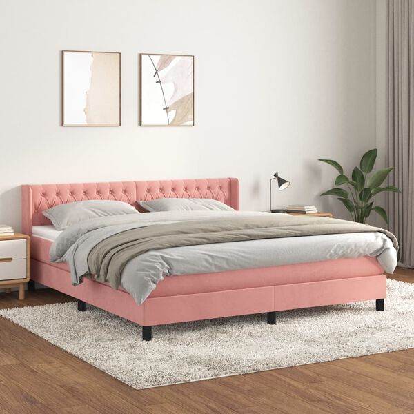 vidaXL &Kappa;&rho;&epsilon;&beta;ά&tau;&iota; Boxspring &mu;&epsilon; &Sigma;&tau;&rho;ώ&mu;&alpha; &Rho;&omicron;&zeta; 180x200 &epsilon;&kappa;. &Beta;&epsilon;&lambda;&omicron;ύ&delta;&iota;&nu;&omicron;