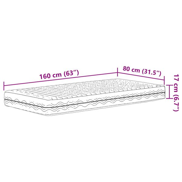 vidaXL Στρώμα Αφρού Παιδιά Σκληρότητα H2 H3 Λευκό 80 x 160 εκ.