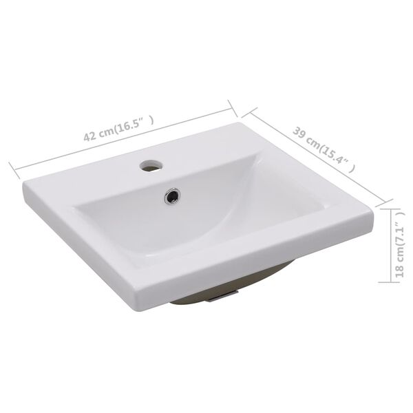 vidaXL Νιπτήρας Ένθετος Λευκός 42 x 39 x 18 εκ. Κεραμικός