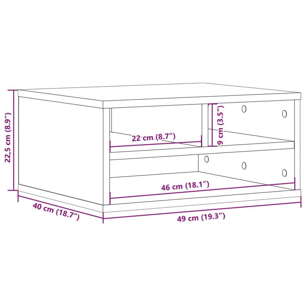 vidaXL Βάση Εκτυπωτή Γκρι Sonoma 49x40x22,5 εκ. από Επεξεργασμένο Ξύλο
