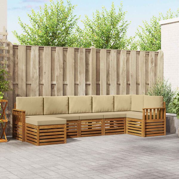 vidaXL &Sigma;&epsilon;&tau; &Kappa;&alpha;&nu;&alpha;&pi;έ 7 pcs &Phi;&upsilon;&sigma;&iota;&kappa;ό &kappa;&alpha;&iota; &Mu;&pi;&epsilon;&zeta; &Sigma;&tau;&epsilon;&rho;&epsilon;ό &Xi;ύ&lambda;&omicron; &Alpha;&kappa;&alpha;&kappa;ί&alpha;&sigmaf;