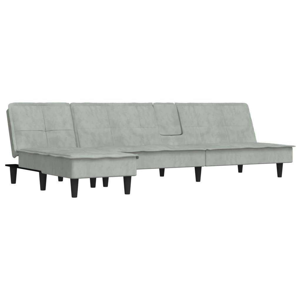 vidaXL Καναπές Κρεβάτι Γωνιακός Αν. Γκρι 255 x 140 x 70 εκ. Βελούδινος