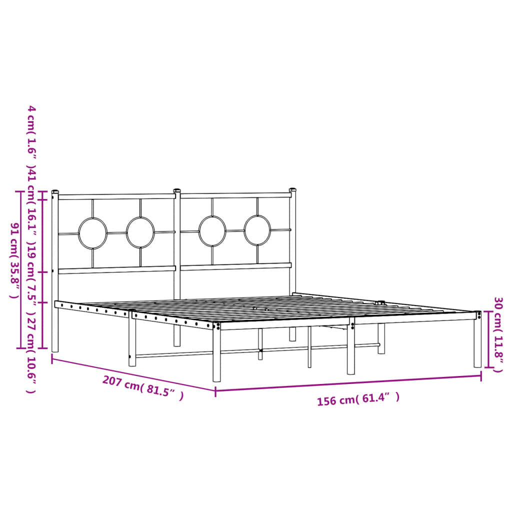 vidaXL Πλαίσιο Κρεβατιού με Κεφαλάρι Λευκό 150 x 200 εκ. Μεταλλικό