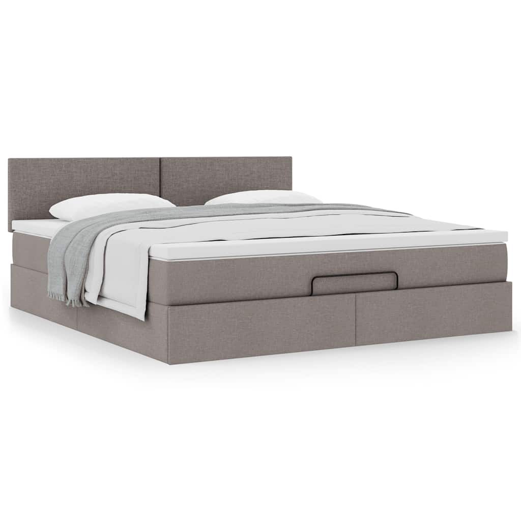 vidaXL Οθωμανικό κρεβάτι με στρώμα Taupe 180x200cm ύφασμα
