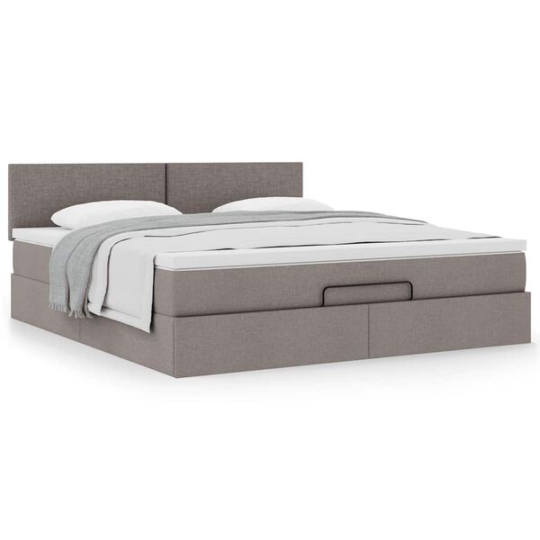 vidaXL Οθωμανικό κρεβάτι με στρώμα Taupe 180x200cm ύφασμα