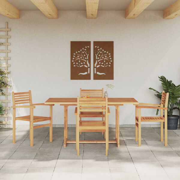 vidaXL Σέτ φαγητού για κήπο 5 pcs Καστανό Μασίφ ξύλο teak