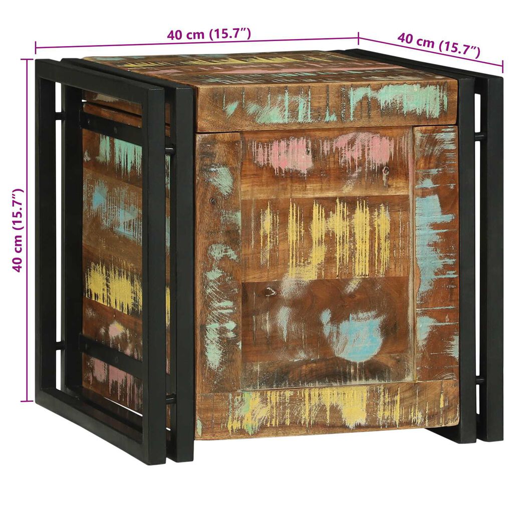 vidaXL Κουτί αποθήκευσης Πολύχρωμο 40 x 40 x 40 cm Μασίφ ξύλο ακακίας
