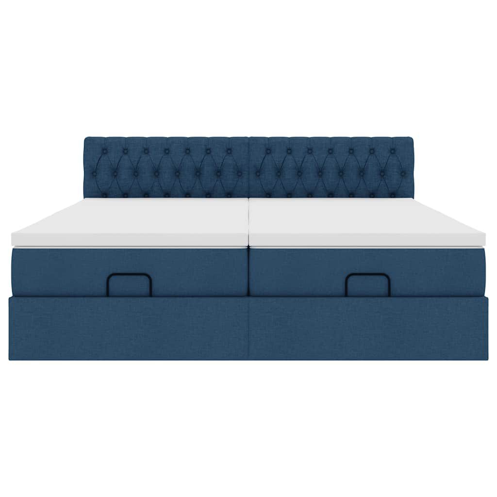 vidaXL Οθωμανικό κρεβάτι με στρώματα μπλε 180x200cm ύφασμα