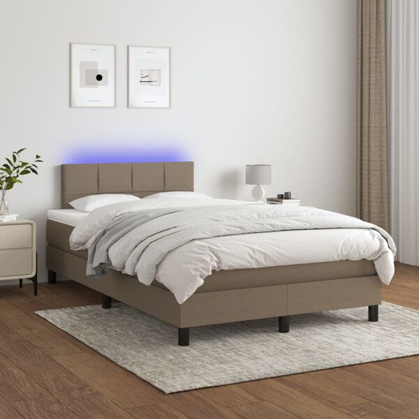 vidaXL &Kappa;&rho;&epsilon;&beta;ά&tau;&iota; Boxspring &mu;&epsilon; &Sigma;&tau;&rho;ώ&mu;&alpha; & LED Taupe 120x200 &epsilon;&kappa;. &Upsilon;&phi;&alpha;&sigma;&mu;ά&tau;&iota;&nu;&omicron;