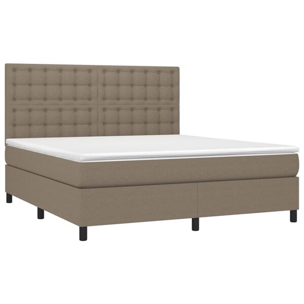vidaXL &Kappa;&rho;&epsilon;&beta;ά&tau;&iota; Boxspring &mu;&epsilon; &Sigma;&tau;&rho;ώ&mu;&alpha; & LED Taupe 180x200 &epsilon;&kappa;. &Upsilon;&phi;&alpha;&sigma;&mu;ά&tau;&iota;&nu;&omicron;