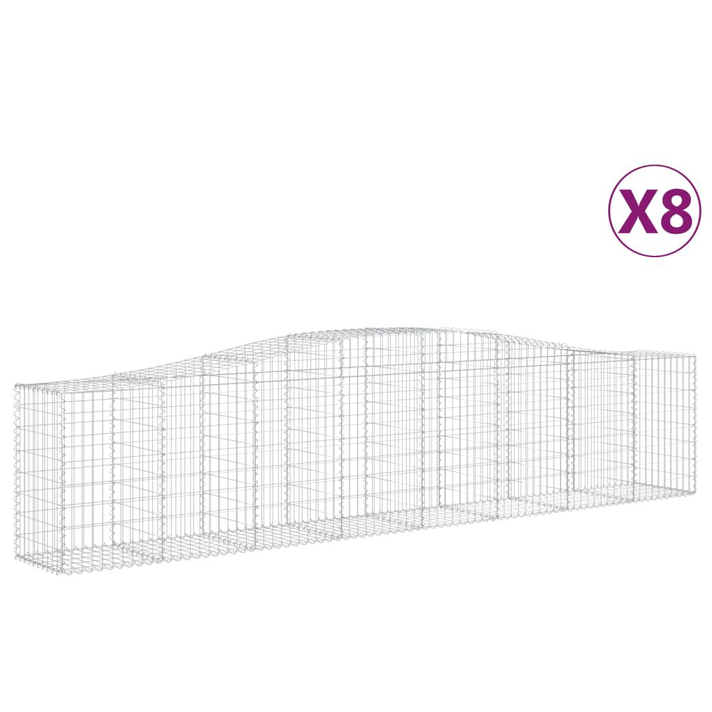 vidaXL Συρματοκιβώτια Τοξωτά 8 τεμ. 400x50x80/100 εκ. Γαλβαν. Ατσάλι