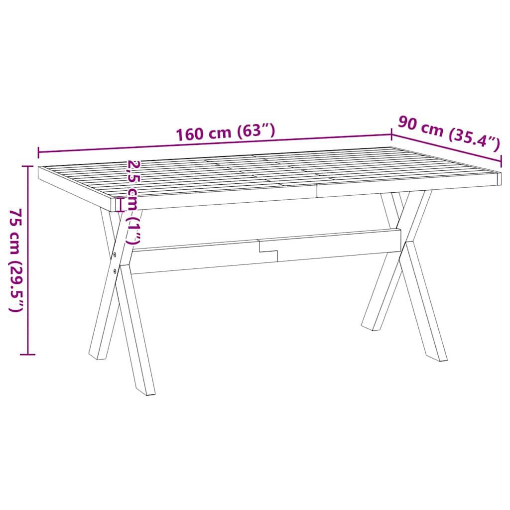 vidaXL Τραπεζαρία NOAIN με πόδια σχήματος X 160x90x75 cm