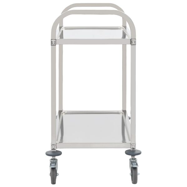 vidaXL Τρόλεϊ Κουζίνας με 2 Ράφια 96,5x55x90 εκ. από Ανοξείδωτο Ατσάλι