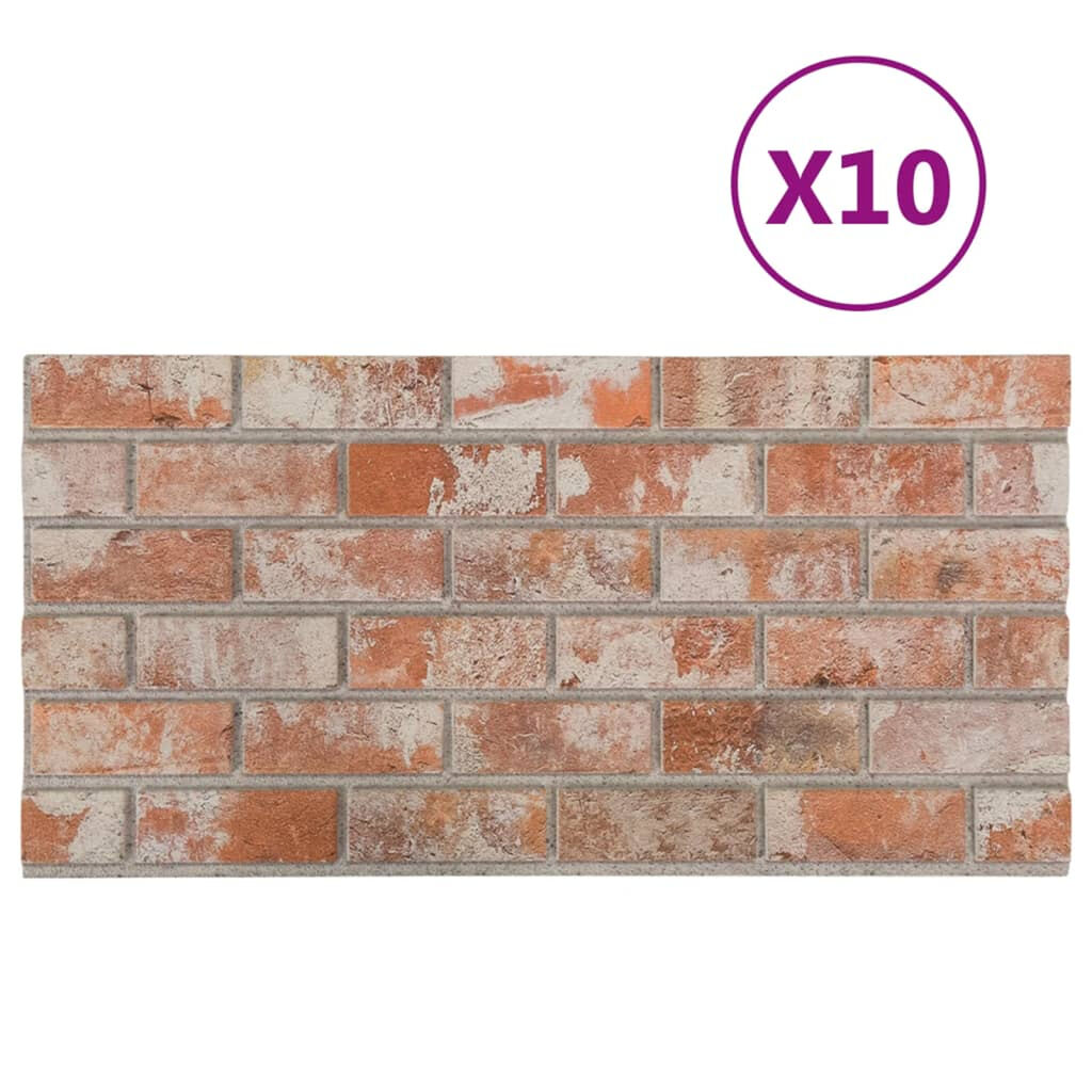 vidaXL Πάνελ Τοίχου 3D 10 τεμ. Σχέδιο Τούβλα Κόκκινο EPS