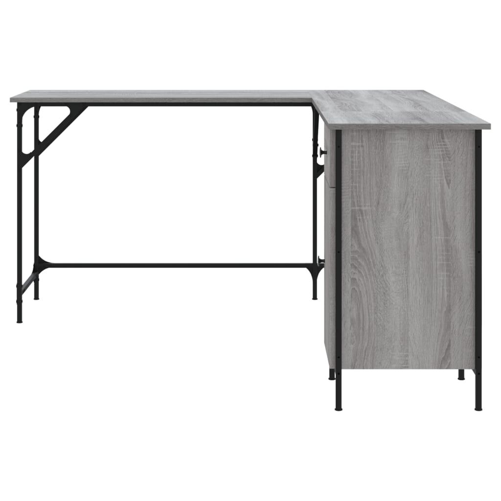 vidaXL Γραφείο Γκρι Sonoma 141x141x75 εκ. από Επεξεργασμένο Ξύλο