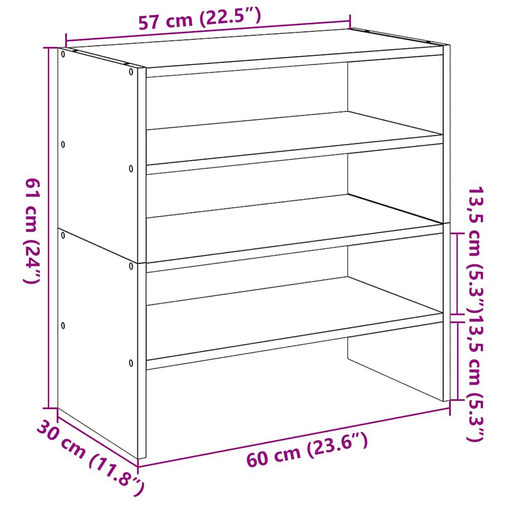 vidaXL Ράφια παπουτσιών 2 τμχ στοιβαζόμενα Sonoma Oak 60x30x30,5 cm