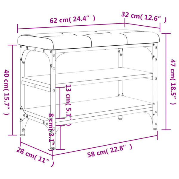 vidaXL Παπουτσοθήκη Καπνιστή Δρυς 62x32x47 εκ. από Επεξεργασμένο Ξύλο