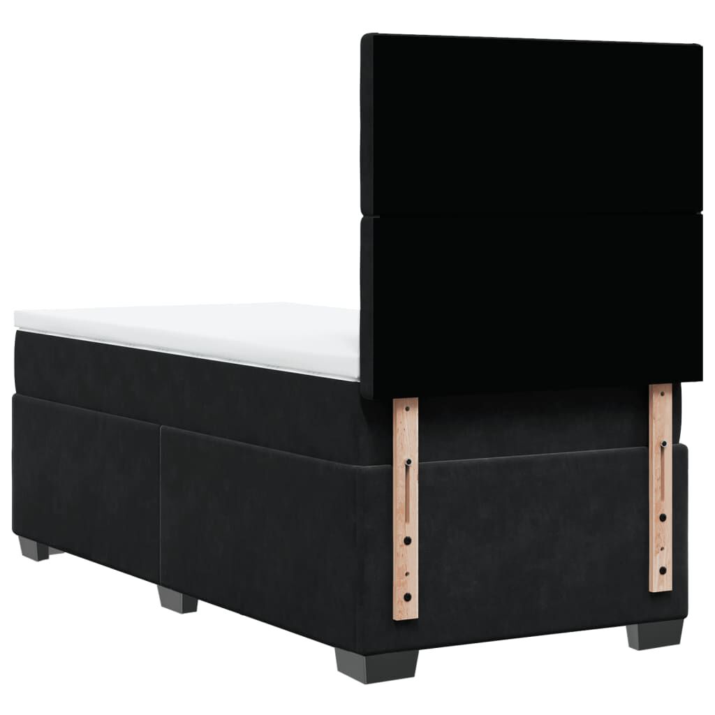 vidaXL Κρεβάτι Boxspring με Στρώμα Μαύρο 100x200 εκ. Βελούδινο