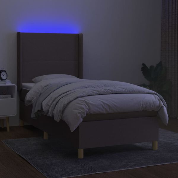 vidaXL &Kappa;&rho;&epsilon;&beta;ά&tau;&iota; Boxspring &mu;&epsilon; &Sigma;&tau;&rho;ώ&mu;&alpha; & LED Taupe 80x200 &epsilon;&kappa;. &Upsilon;&phi;&alpha;&sigma;&mu;ά&tau;&iota;&nu;&omicron;