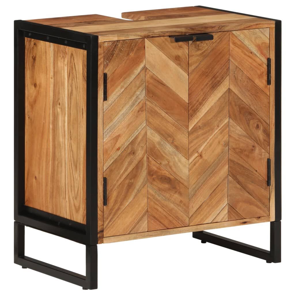 vidaXL Ντουλάπι Μπάνιου Επιτοίχιο 55x35x60 εκ. Μασίφ Ακακία/Σίδερο