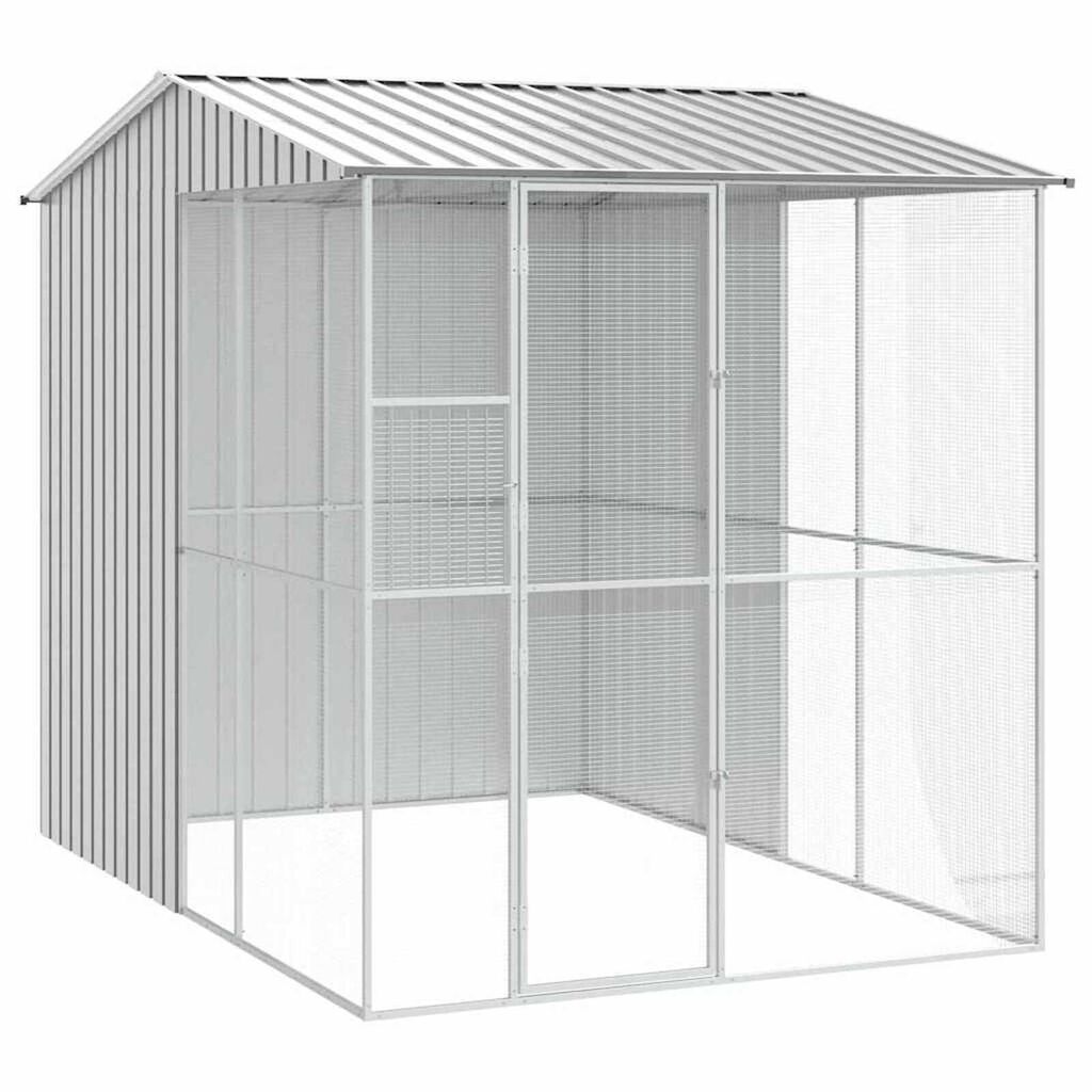 vidaXL Κλουβί Πουλιών Γκρι 215 x 310 x 247 εκ. Γαλβανισμένος χάλυβας