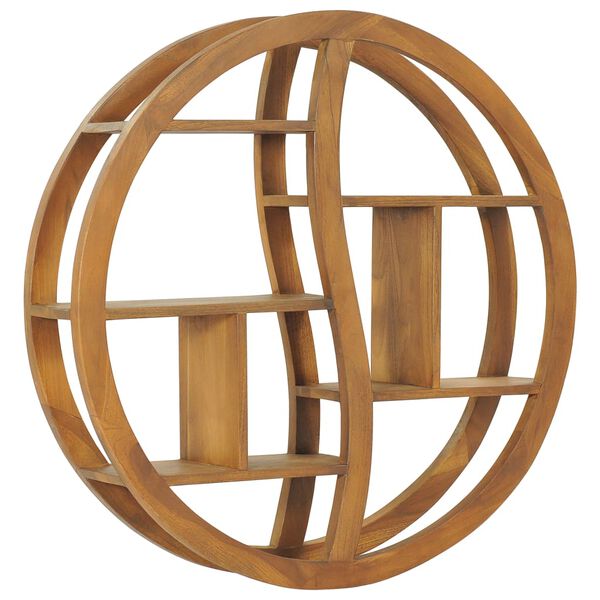 vidaXL Ραφιέρα Τοίχου Σχέδιο Γιν Γιανγκ 80x17,5x80 εκ. Μασίφ Ξύλο Teak