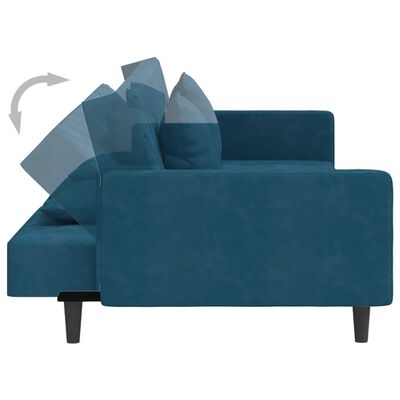 vidaXL Καναπές Κρεβάτι Διθέσιος Μπλε Βελούδινος με 2 Μαξιλάρια