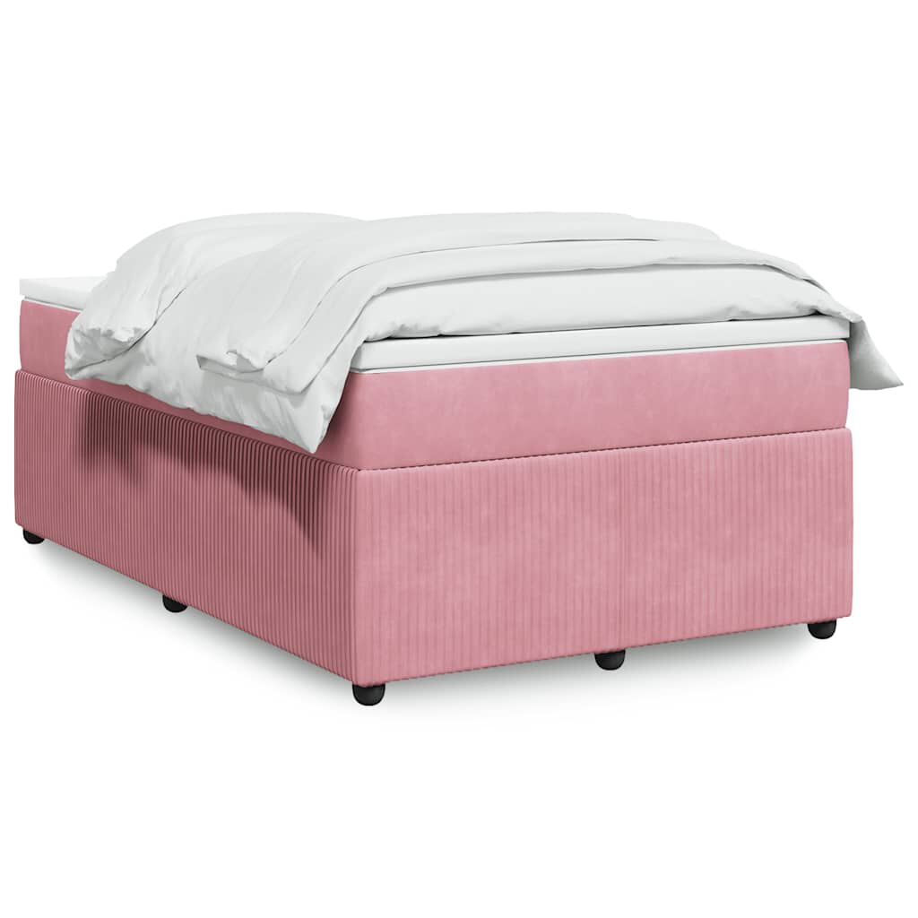 vidaXL Κρεβάτι Boxspring με Στρώμα Ροζ 120x200 εκ. Βελούδινο