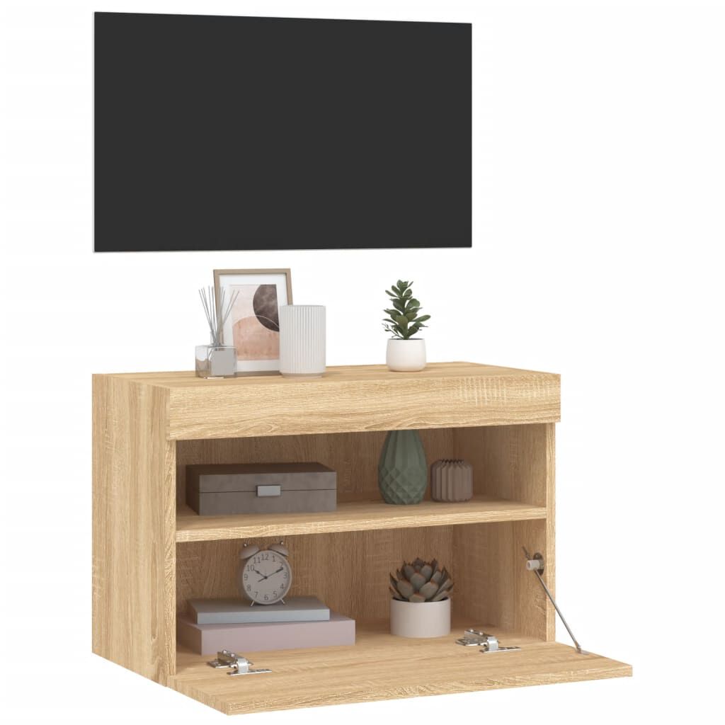 vidaXL Έπιπλο Τοίχου Τηλεόρασης με LED Sonoma Δρυς 60x30x40 εκ.