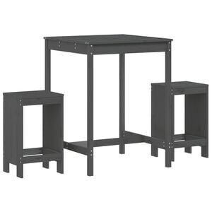 vidaXL Έπιπλα Μπαρ Κήπου Σετ 3 Τεμαχίων Γκρι από Μασίφ Ξύλο Πεύκου