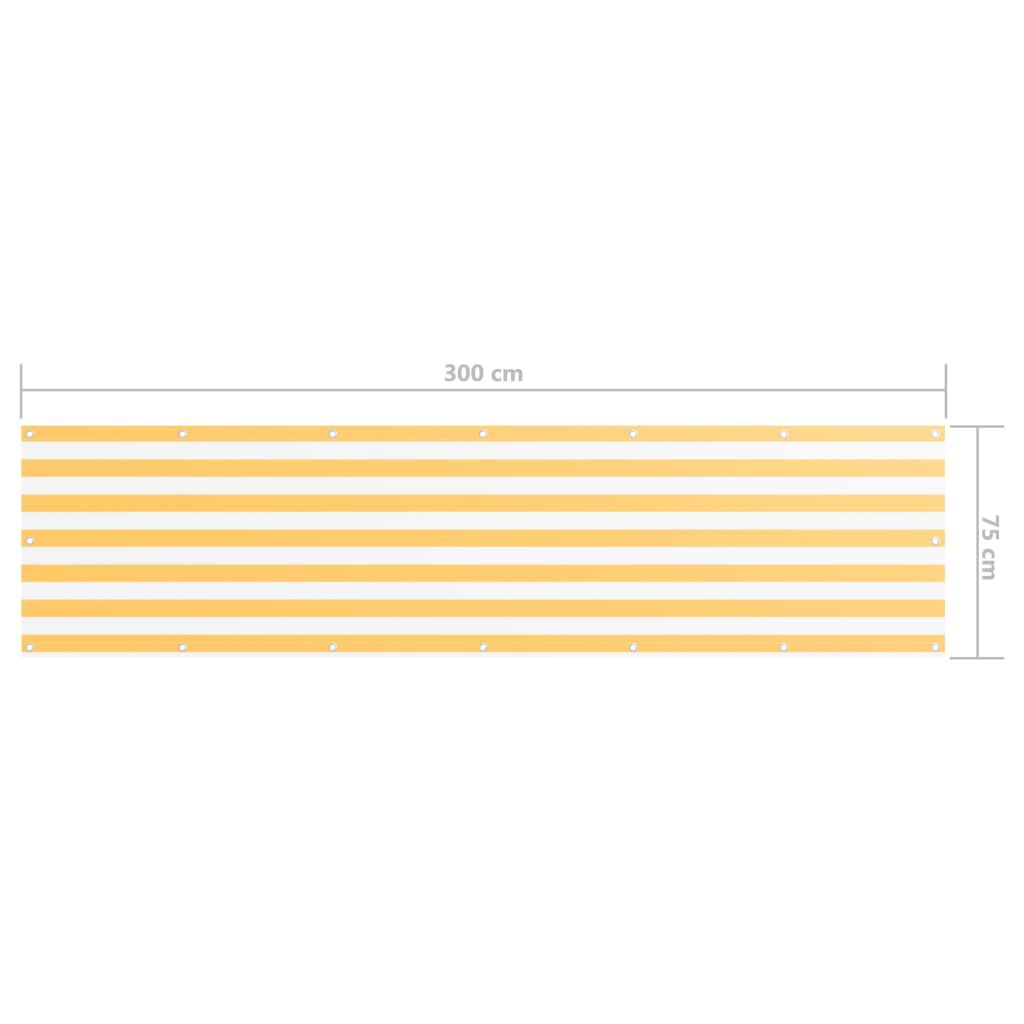 vidaXL Διαχωριστικό Βεράντας Λευκό/Κίτρινο 75 x 300 εκ. Ύφασμα Oxford