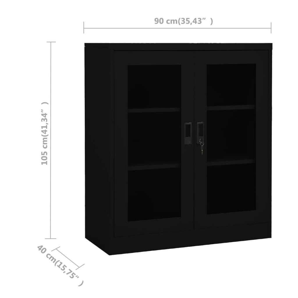 vidaXL Ντουλάπα Γραφείου Μαύρη 90 x 40 x 105 εκ. Ατσάλινη