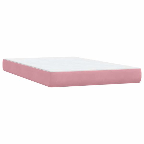 vidaXL Box Spring κρεβάτι με στρώμα ροζ 120x220 cm Βελούδινο