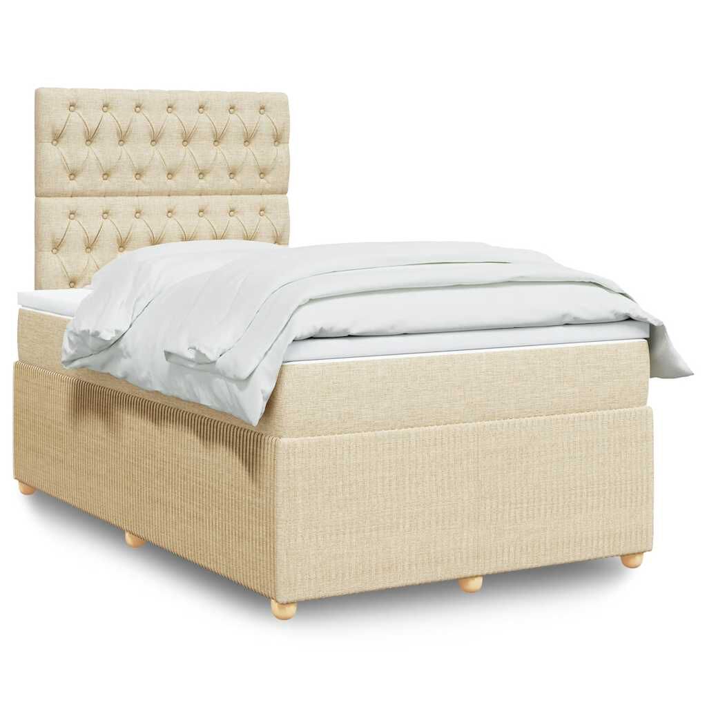 vidaXL Κρεβάτι Boxspring με Στρώμα Κρεμ 120x190 εκ. Υφασμάτινο