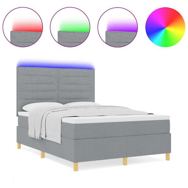 vidaXL Κρεβάτι με ελατήρια με στρώμα Ανοιχτό γκρι 140 x 190 cm ύφασμα