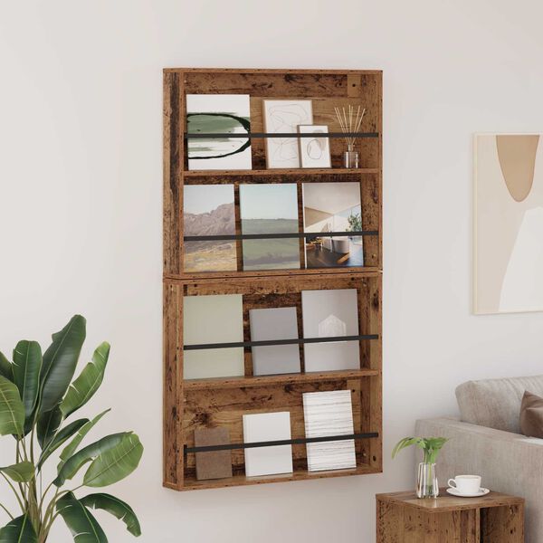 vidaXL &Rho;ά&phi;&iota; &Pi;&epsilon;&rho;&iota;&omicron;&delta;&iota;&kappa;ώ&nu; &mu;&epsilon; &rho;ά&phi;&iota; 2 pcs &Pi;&alpha;&lambda;&iota;ό &xi;ύ&lambda;&omicron; 80 x 12 x 70 &epsilon;&kappa;